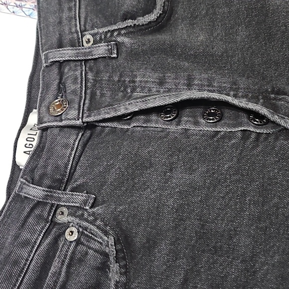 Agolde Riley Crop 5 Button High-Waisted Black Denim Jeans Size 24 - Picture 5 of 8